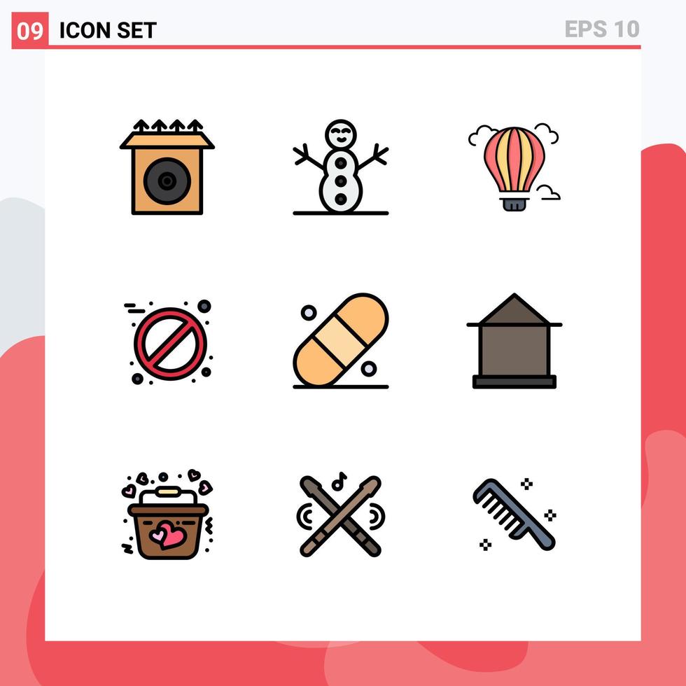 9 interface utilisateur fillline pack de couleurs plates de signes et symboles modernes de la construction de maisons éléments de conception vectoriels modifiables médicaux en plâtre chaud vecteur