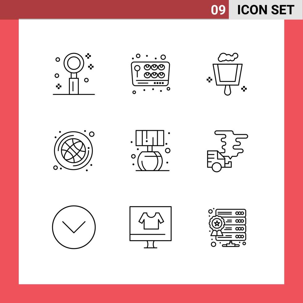 pack de lignes vectorielles modifiables de 9 contours simples d'éléments de conception vectoriels modifiables vecteur