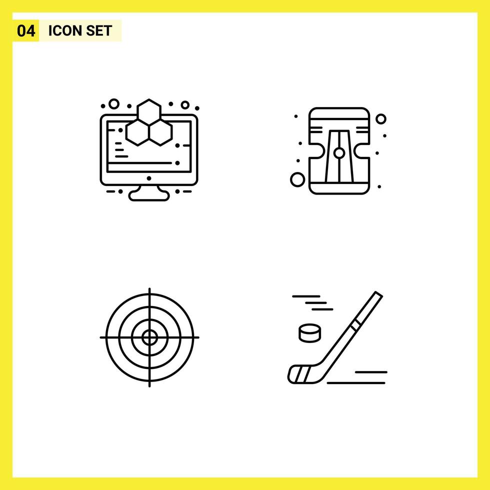 4 icônes créatives signes et symboles modernes de l'outil d'étude de la stratégie d'analyse pointent des éléments de conception vectoriels modifiables vecteur