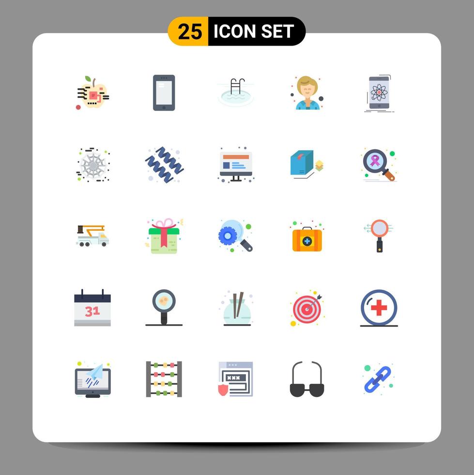 symboles d'icônes universels groupe de 25 couleurs plates modernes de données femme huawei femme d'affaires hôtel éléments de conception vectoriels modifiables vecteur