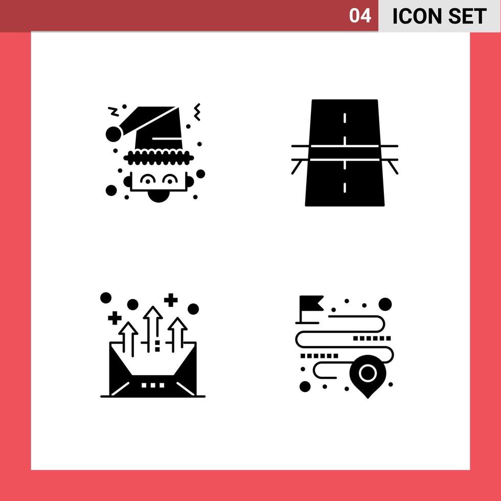 4 signes de glyphe solides universels symboles de l'autoroute de noël santa construction flèche éléments de conception vectoriels modifiables vecteur