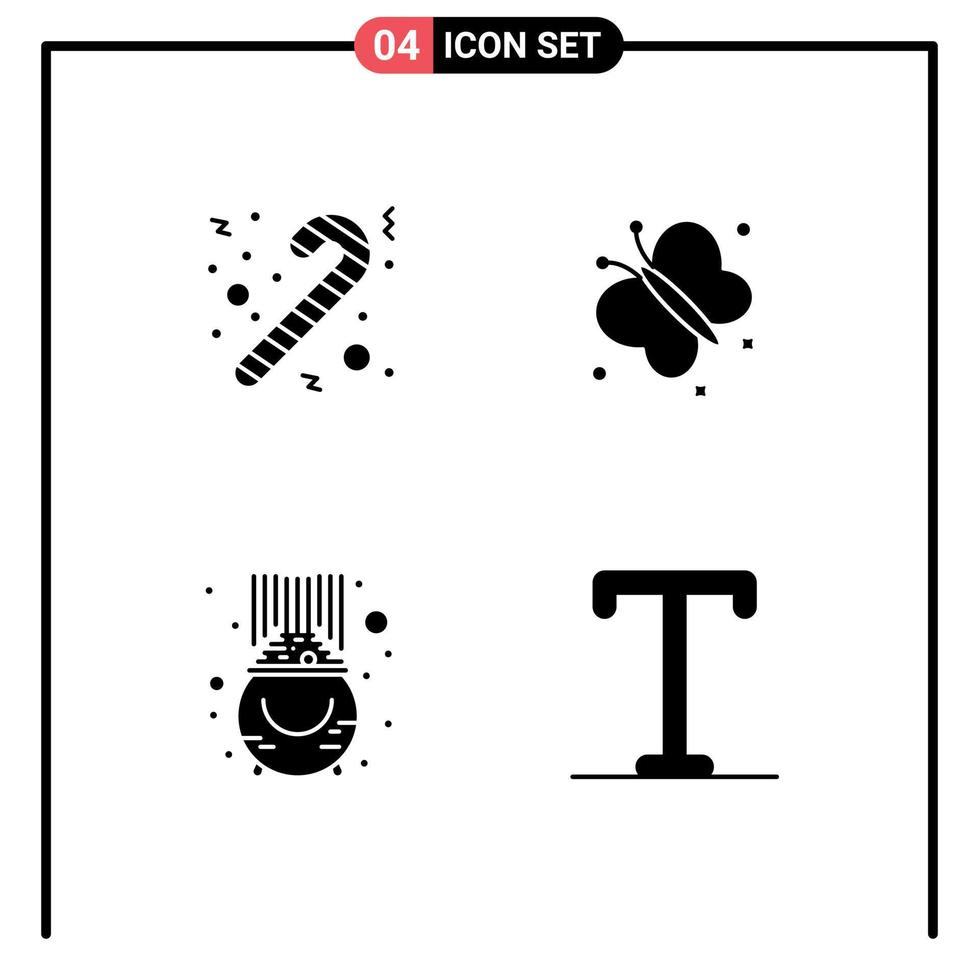 ensemble moderne de glyphes et de symboles solides tels que des éléments de conception vectoriels modifiables de pot de beauté de papillon de chance de bonbon vecteur