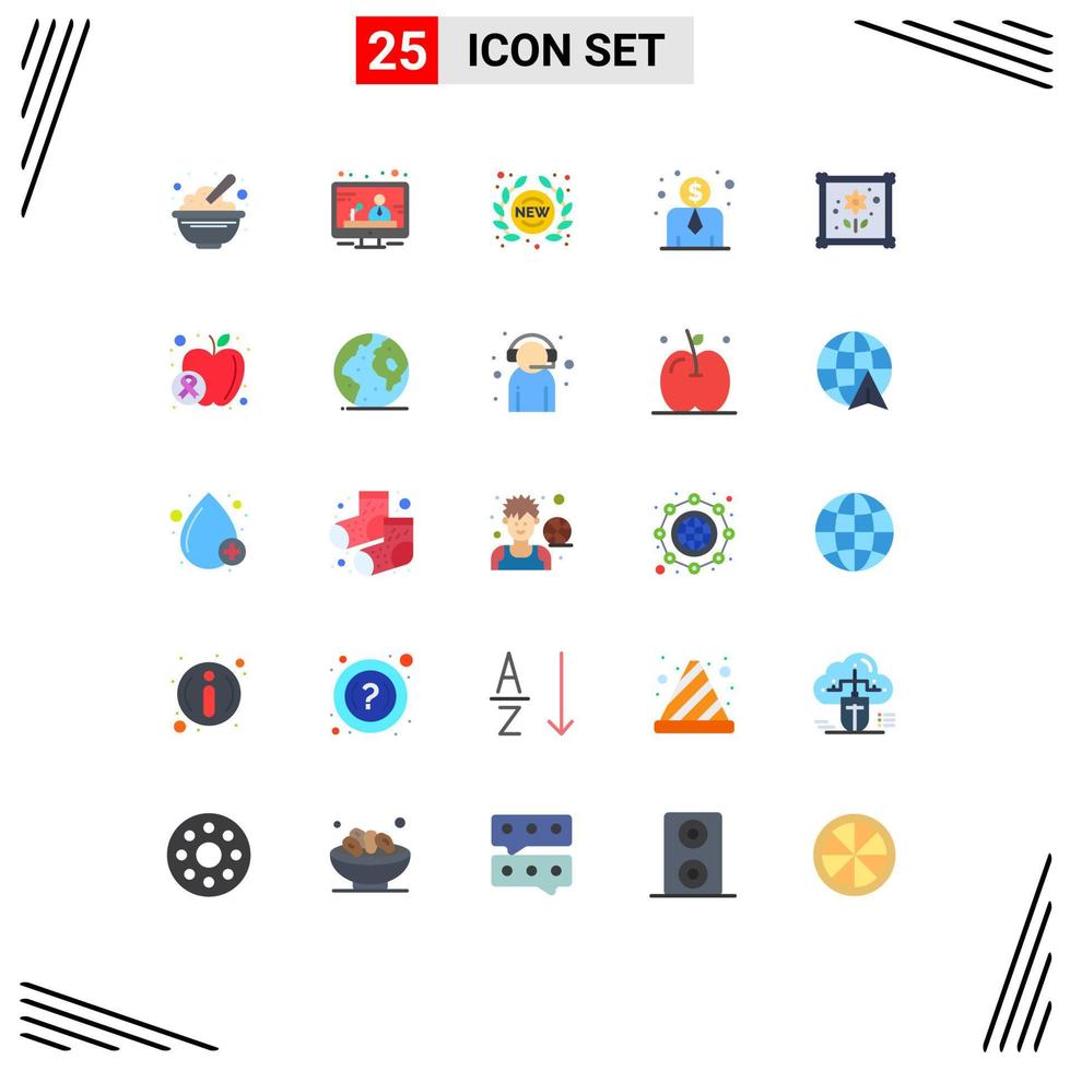 25 icônes créatives signes et symboles modernes de l'étiquette de patch de passe-temps magasin de salaire des employés éléments de conception vectoriels modifiables vecteur