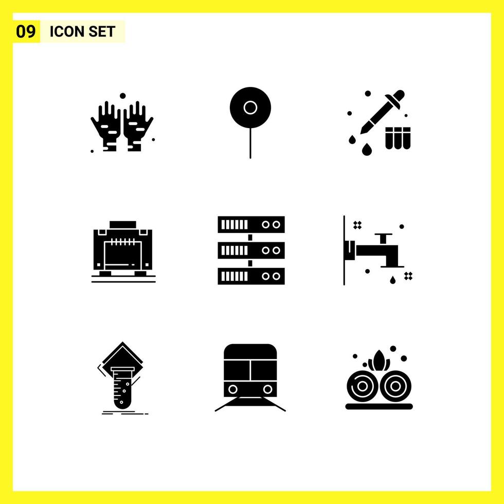 pack d'icônes vectorielles stock de 9 signes et symboles de ligne pour les éléments de conception vectoriels modifiables de bagages de centre de données de serveur de bain vecteur