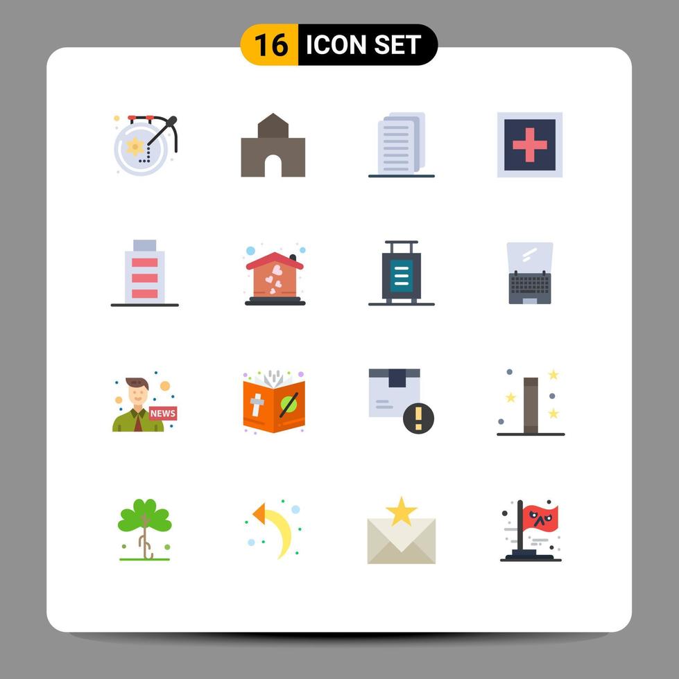 16 icônes créatives signes et symboles modernes de la question de la batterie informations scolaires aide pack modifiable d'éléments de conception de vecteur créatif