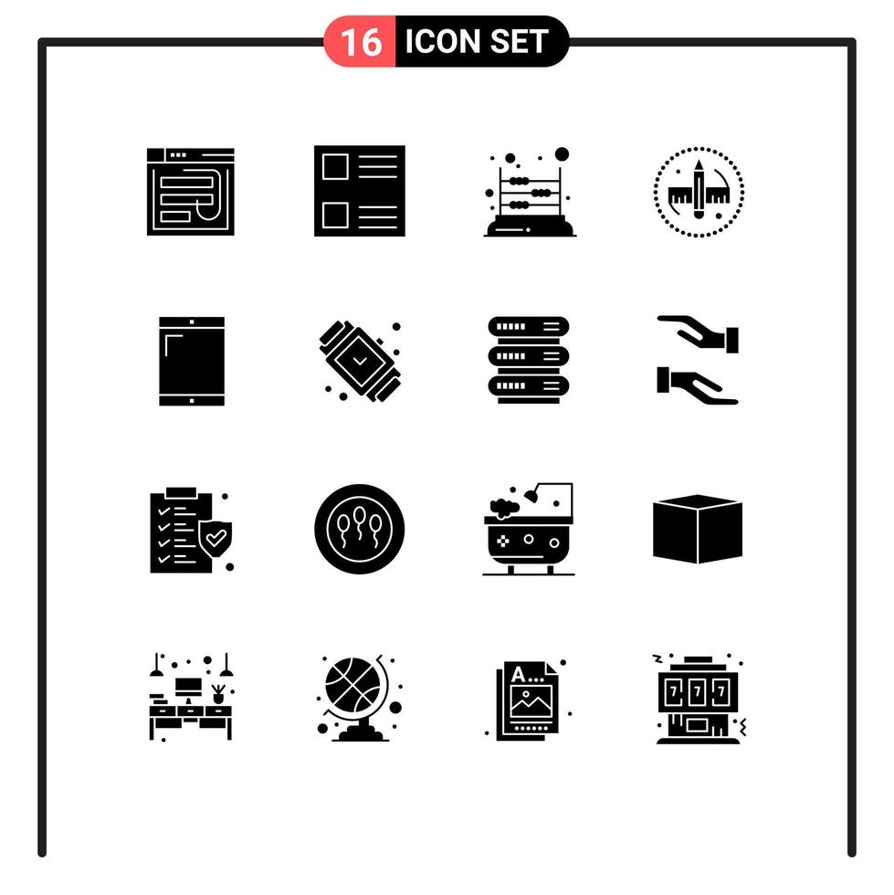 16 concept de glyphe solide pour les sites Web mobiles et applications règle mise en page créative éléments de conception vectoriels modifiables en mathématiques scolaires vecteur