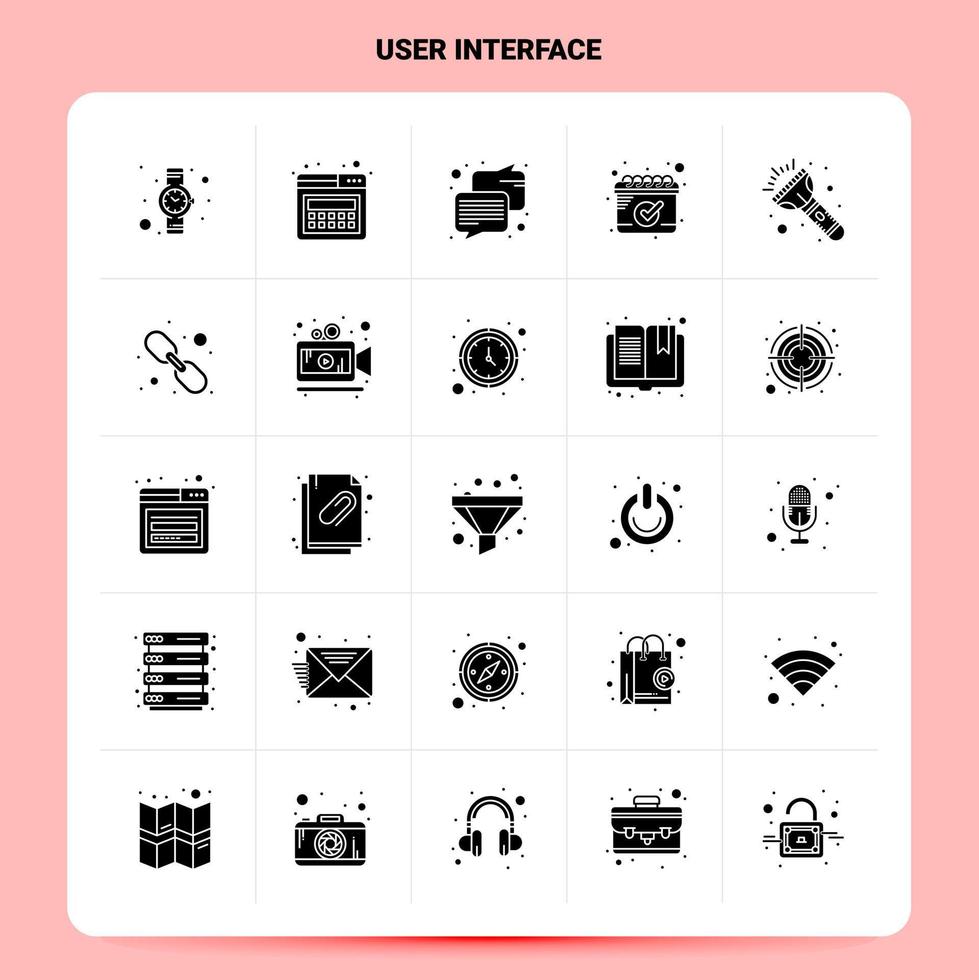 ensemble d'icônes d'interface utilisateur solide 25 conception de style de glyphe vectoriel icônes noires définies illustration vectorielle de conception d'idées commerciales web et mobiles