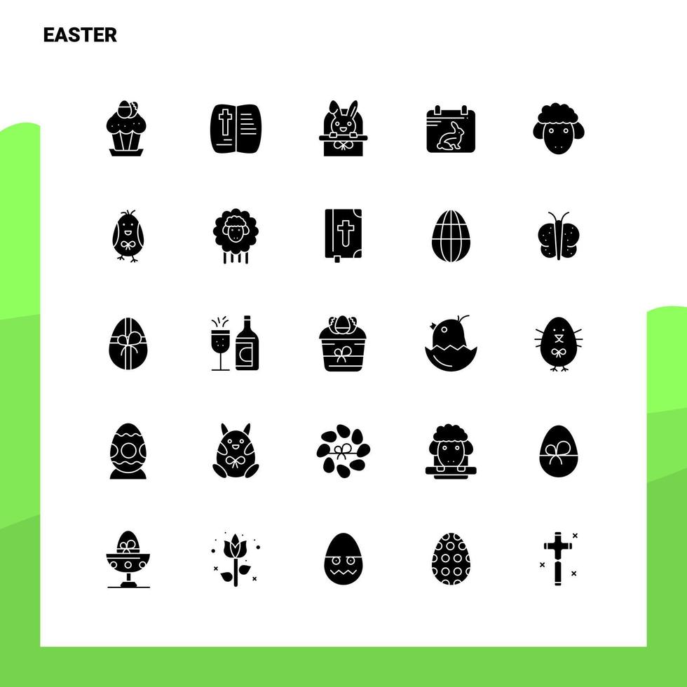 25 jeu d'icônes de pâques modèle d'illustration vectorielle d'icône de glyphe solide pour des idées web et mobiles pour une entreprise commerciale vecteur