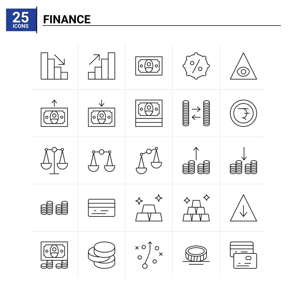 25 icônes de la finance mis en arrière-plan vectoriel