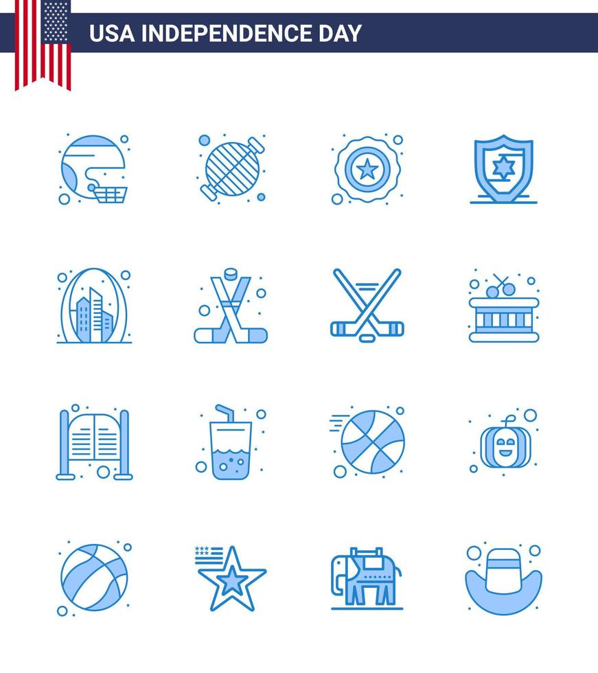 16 usa bleu signes célébration de la fête de l'indépendance symboles de la protection de l'arche barbecue étoile américaine modifiable éléments de conception vectorielle de la journée des états-unis vecteur