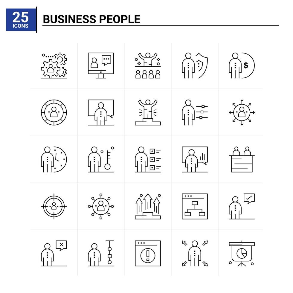 25 gens d'affaires icon set vector background