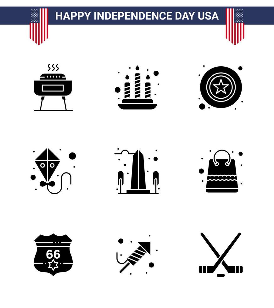 pack d'icônes vectorielles stock de american day 9 signes et symboles de ligne pour usa monument police repère été modifiable usa day vector éléments de conception