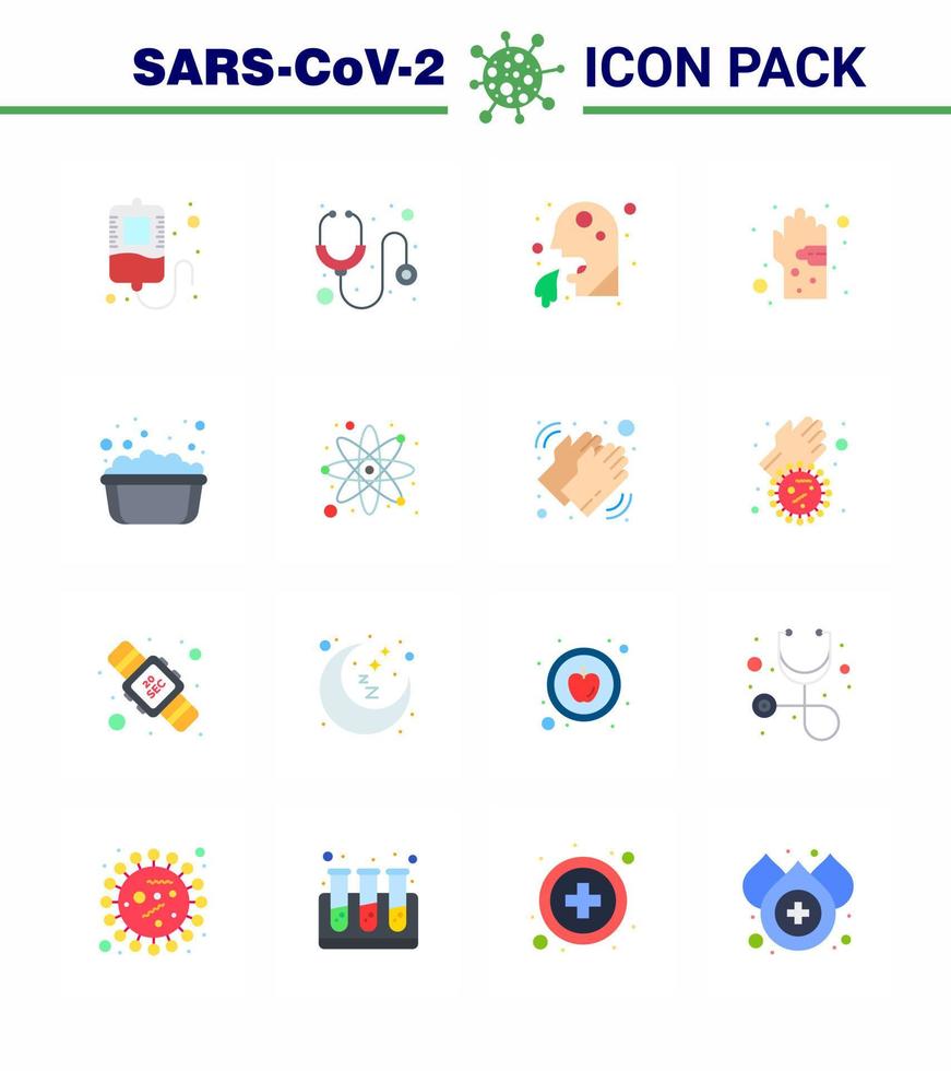 covid19 protection coronavirus pendamic 16 ensemble d'icônes de couleur plate comme le virus main toux germe bactérien virus coronavirus 2019nov éléments de conception de vecteur de maladie