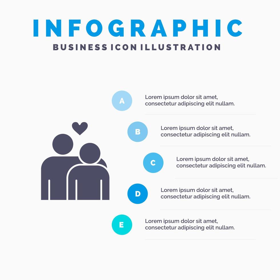 couple amour mariage coeur infographie présentation modèle présentation en 5 étapes vecteur