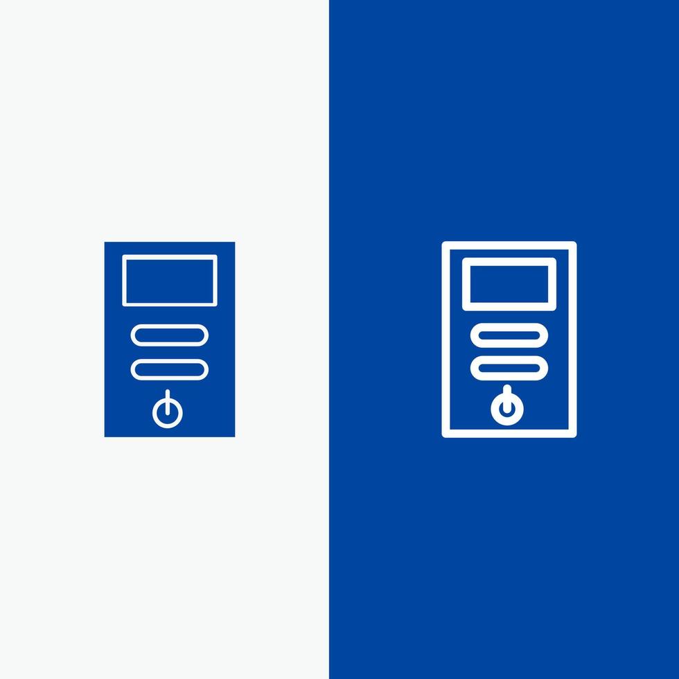 ordinateur cpu pc stabilisateur ligne et glyphe icône solide bannière bleue ligne et glyphe icône solide bannière bleue vecteur