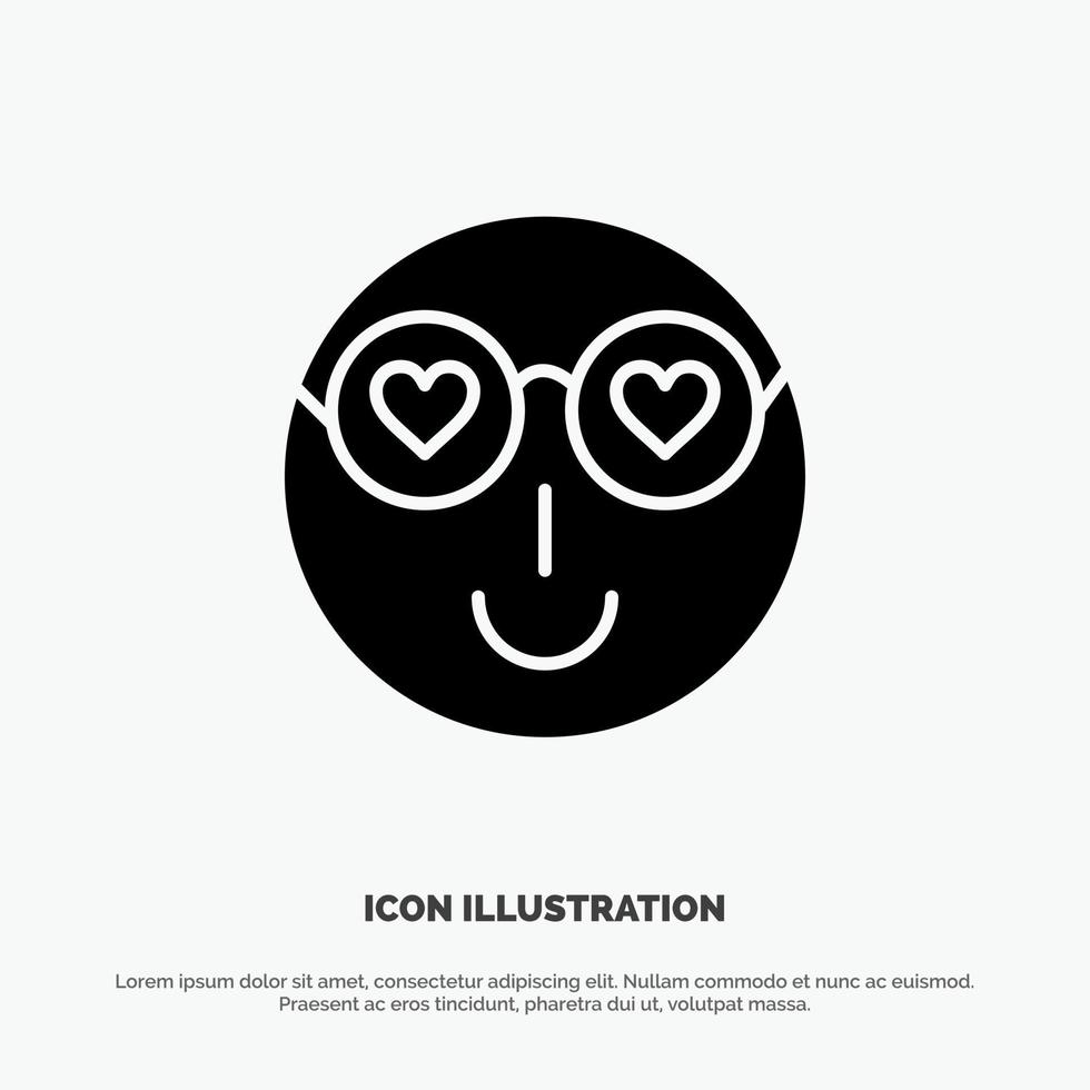 smiley emojis amour mignon utilisateur solide glyphe icône vecteur