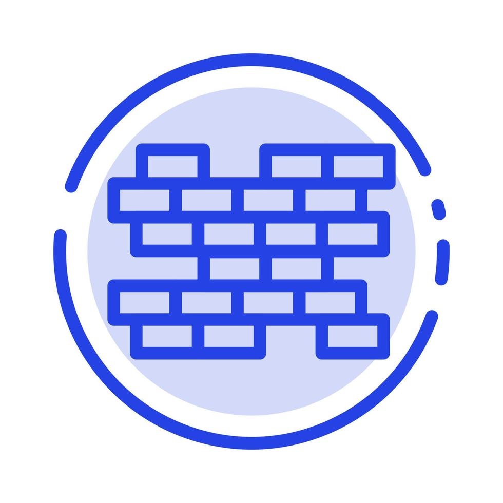 brique briques mur bleu pointillé ligne icône vecteur