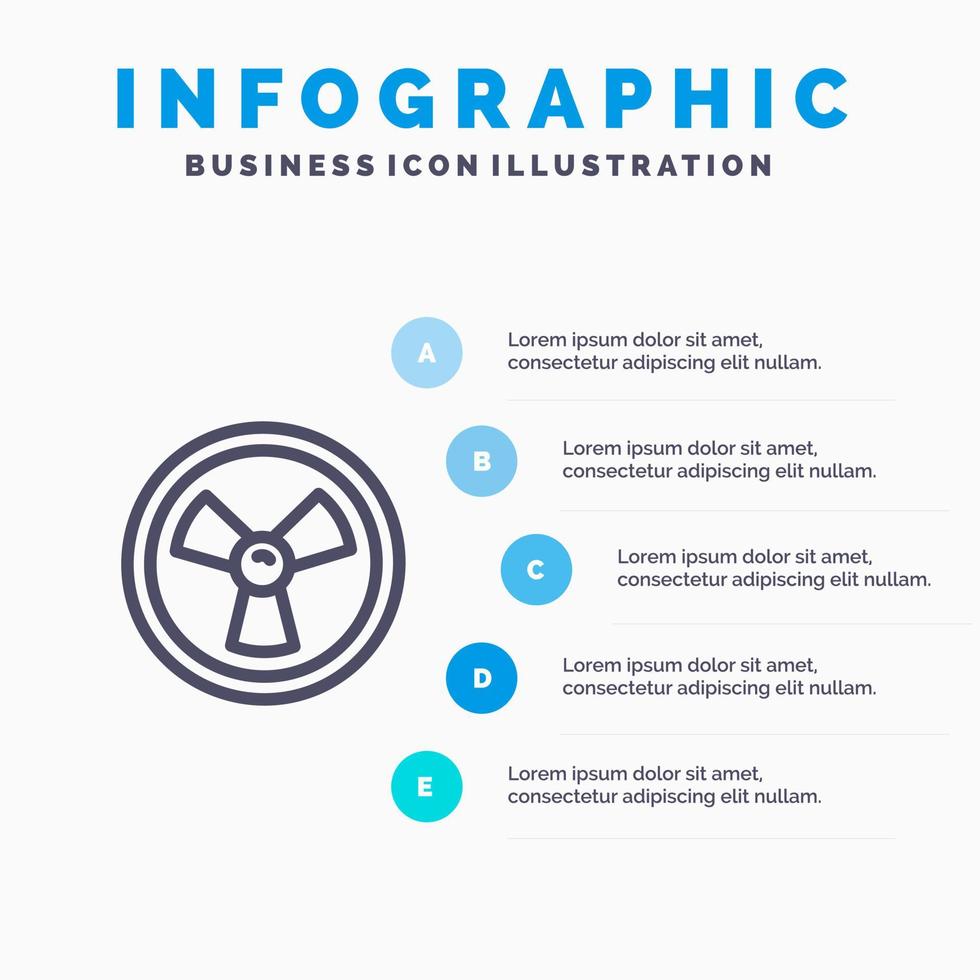 icône de ligne scientifique de chimiste biohazard avec fond d'infographie de présentation en 5 étapes vecteur