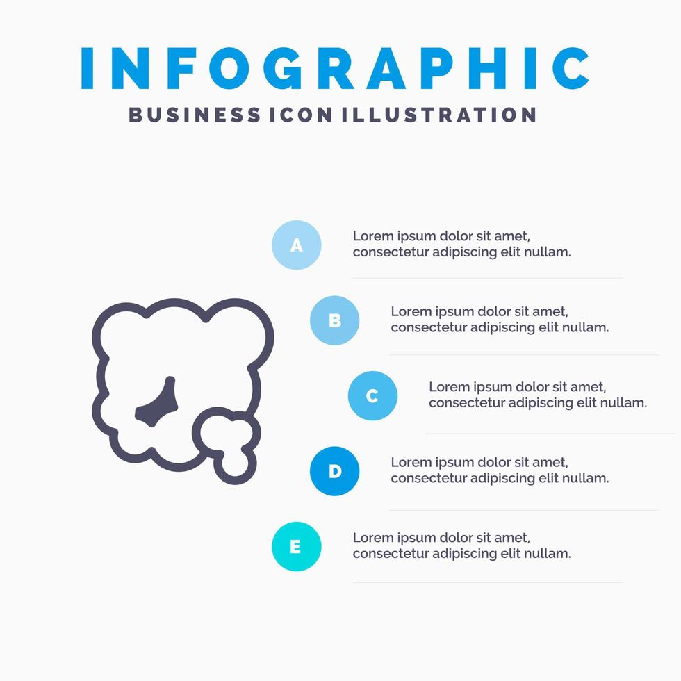 environnement de poussière d'air icône de ligne de pollution pm2 avec 5 étapes présentation infographie fond vecteur