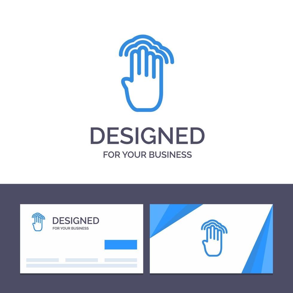 carte de visite créative et modèle de logo doigts quatre gestes interface illustration vectorielle de robinet multiple vecteur