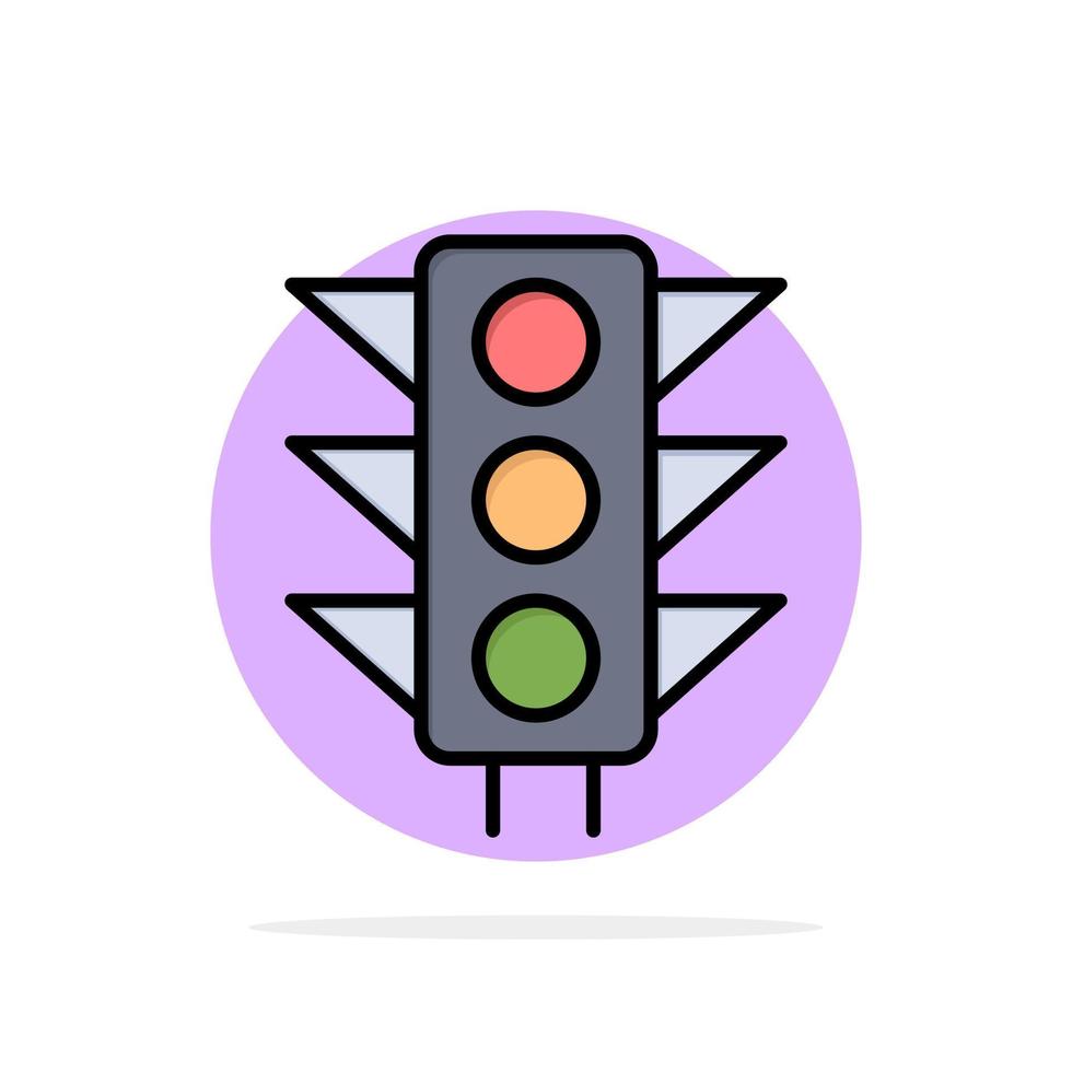 panneau de signalisation lumière route abstrait cercle fond plat couleur icône vecteur