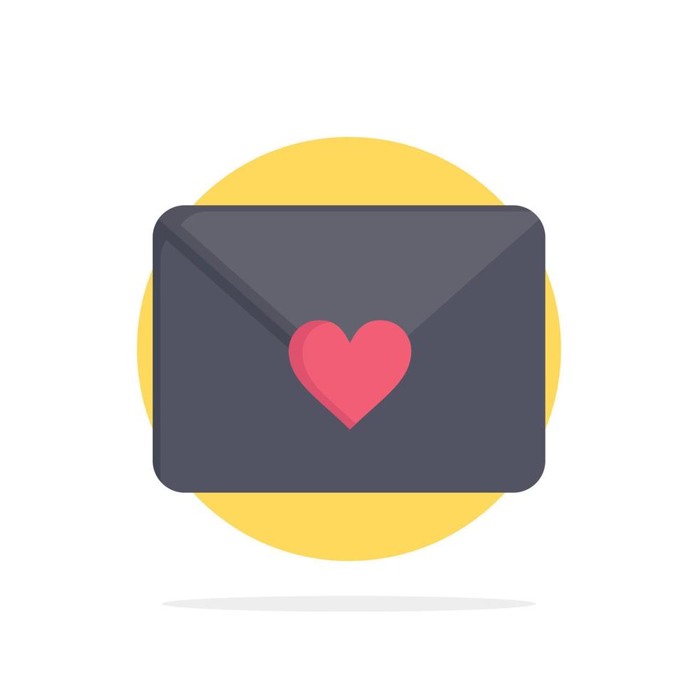 courrier amour coeur abstrait cercle fond plat couleur icône vecteur