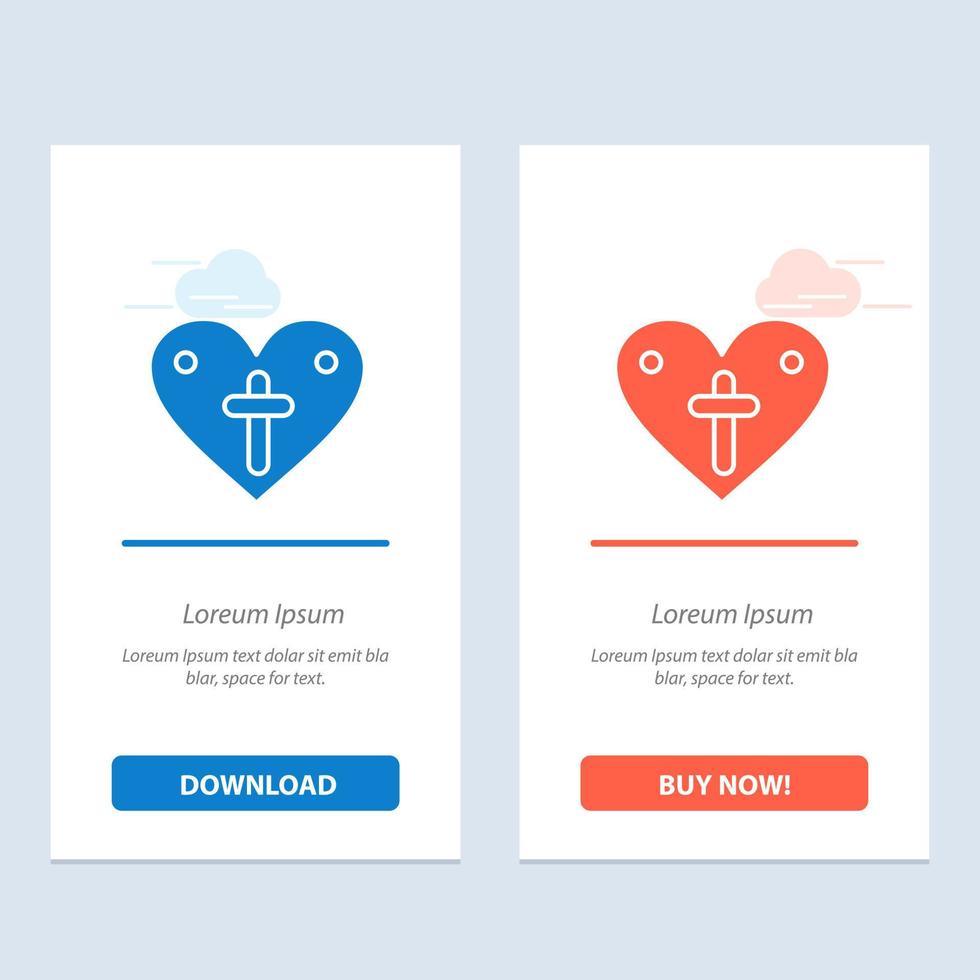 coeur amour pâques aime bleu et rouge télécharger et acheter maintenant modèle de carte de widget web vecteur