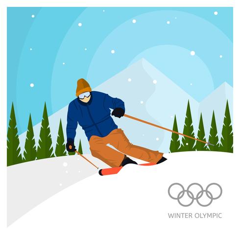 Illustration vectorielle de ski plat aux Jeux olympiques d'hiver en Corée vecteur