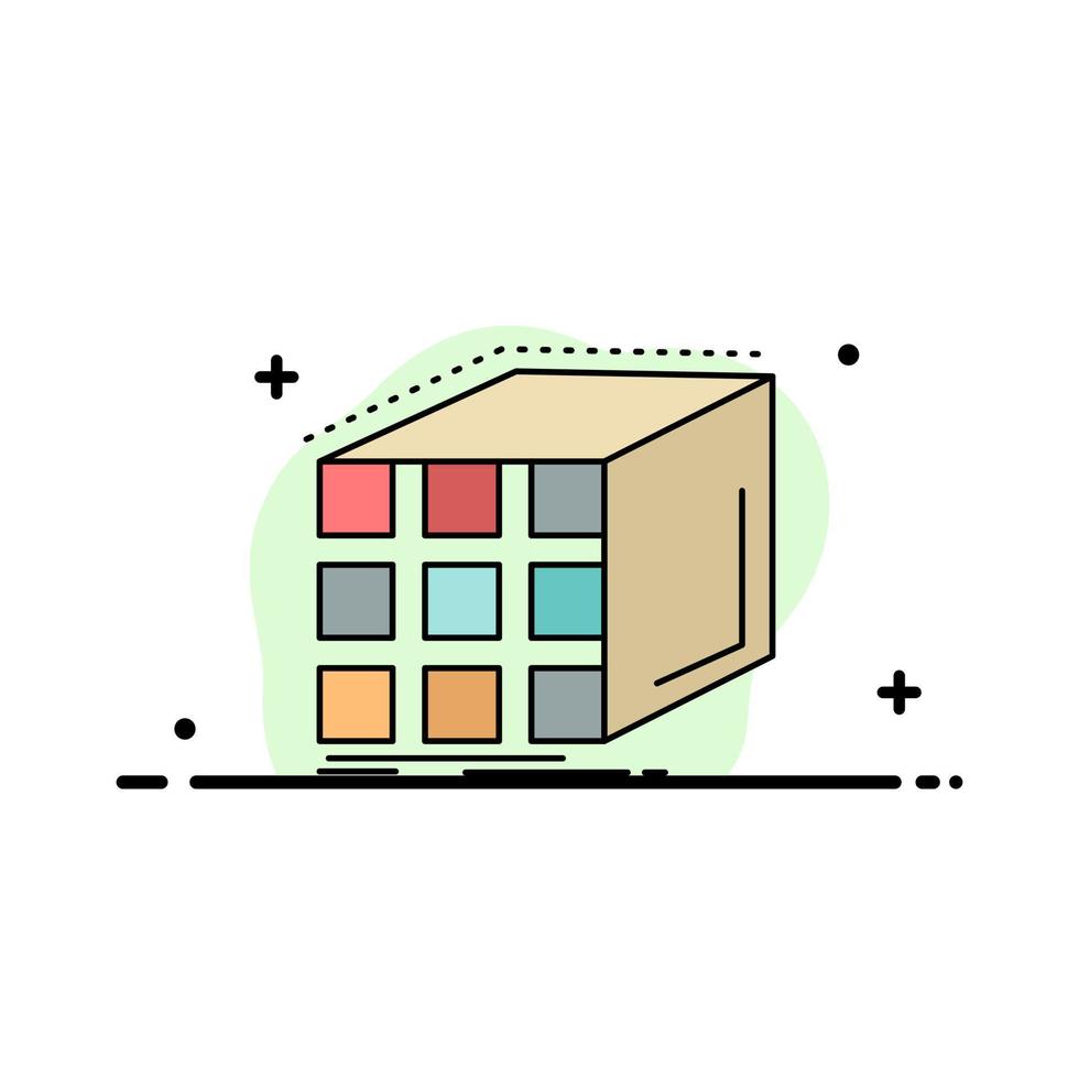 agrégation abstraite cube dimensionnelle matrice plat couleur icône vecteur