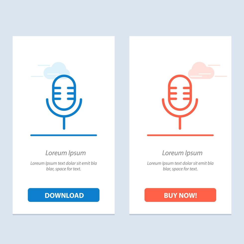 mic microphone sound show bleu et rouge téléchargez et achetez maintenant le modèle de carte de widget web vecteur