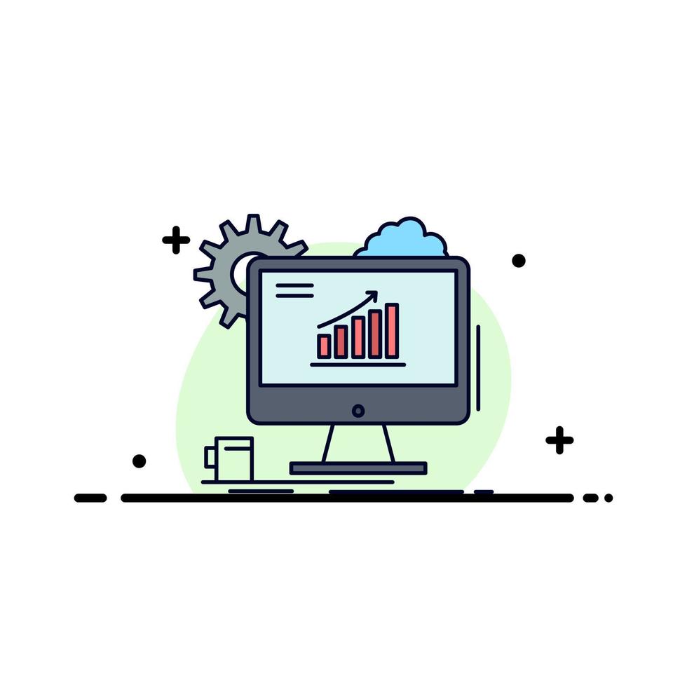 graphique d'analyse seo web réglage plat couleur icône vecteur