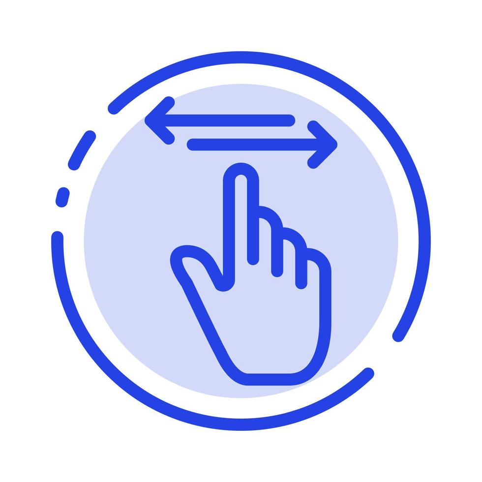 gestes des doigts main gauche droite icône de ligne en pointillé bleu vecteur