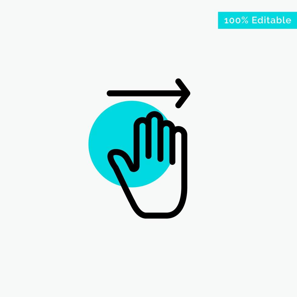 main flèche gestes droite turquoise point culminant cercle vecteur icône
