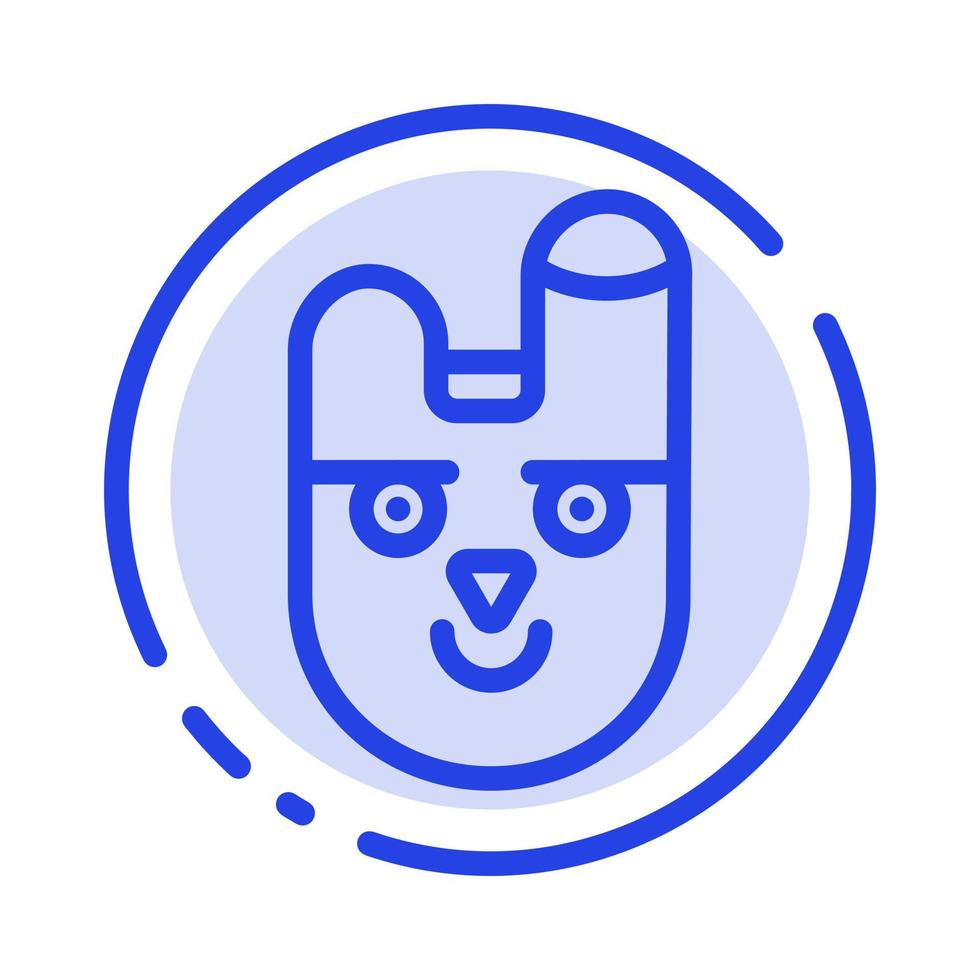 animal lapin visage lapin bleu pointillé ligne icône vecteur