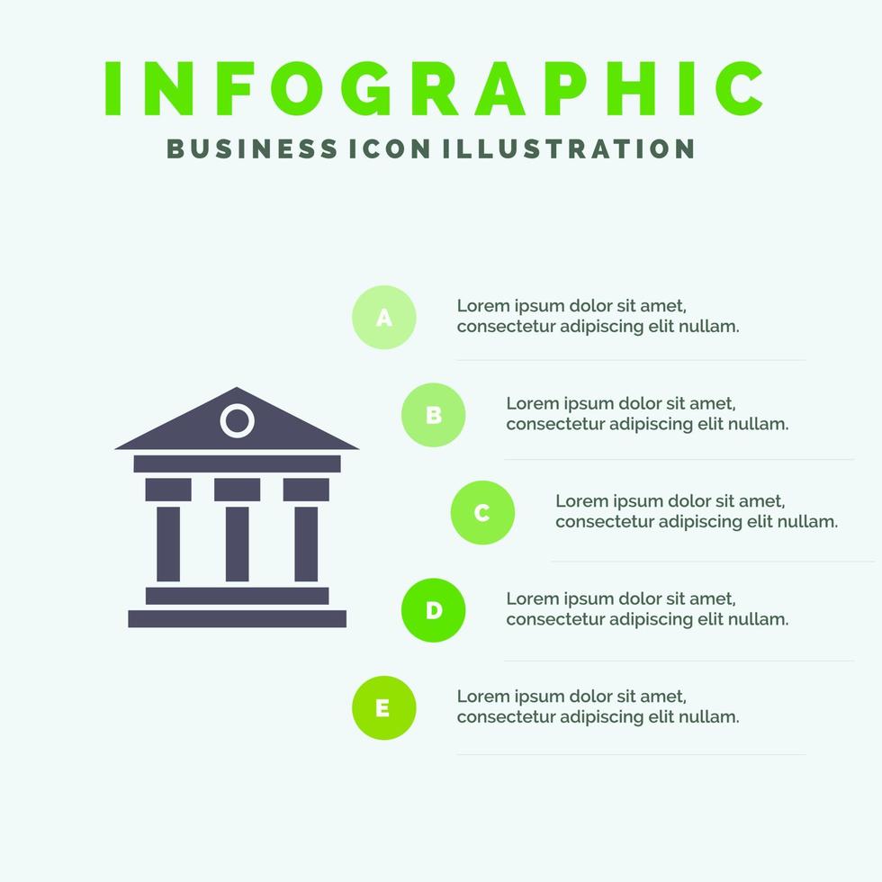 banque institution argent irlande solide icône infographie 5 étapes présentation fond vecteur