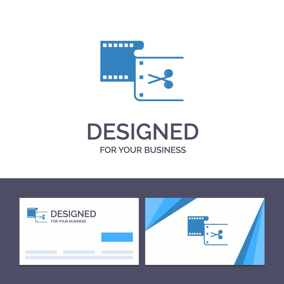 carte de visite créative et clip de modèle de logo coupé modifier l'illustration vectorielle de film d'édition vecteur