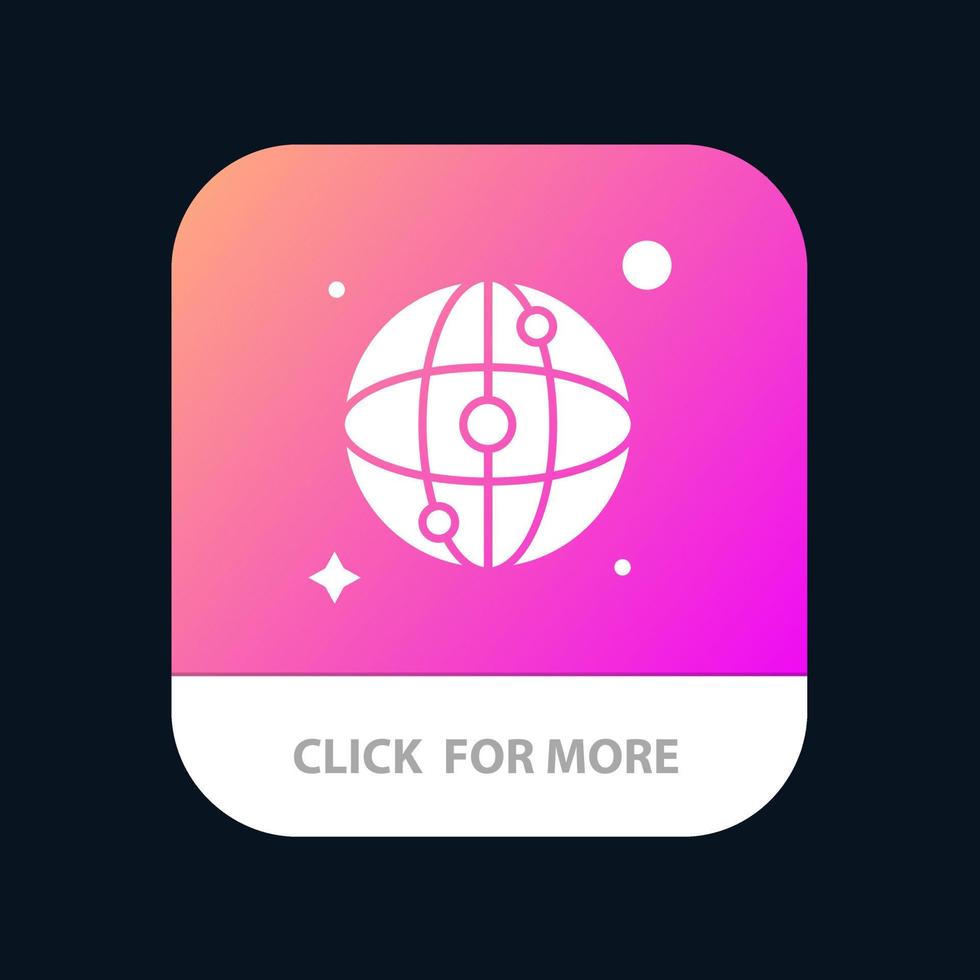 bouton d'application mobile du réseau de carte du monde version de glyphe android et ios vecteur