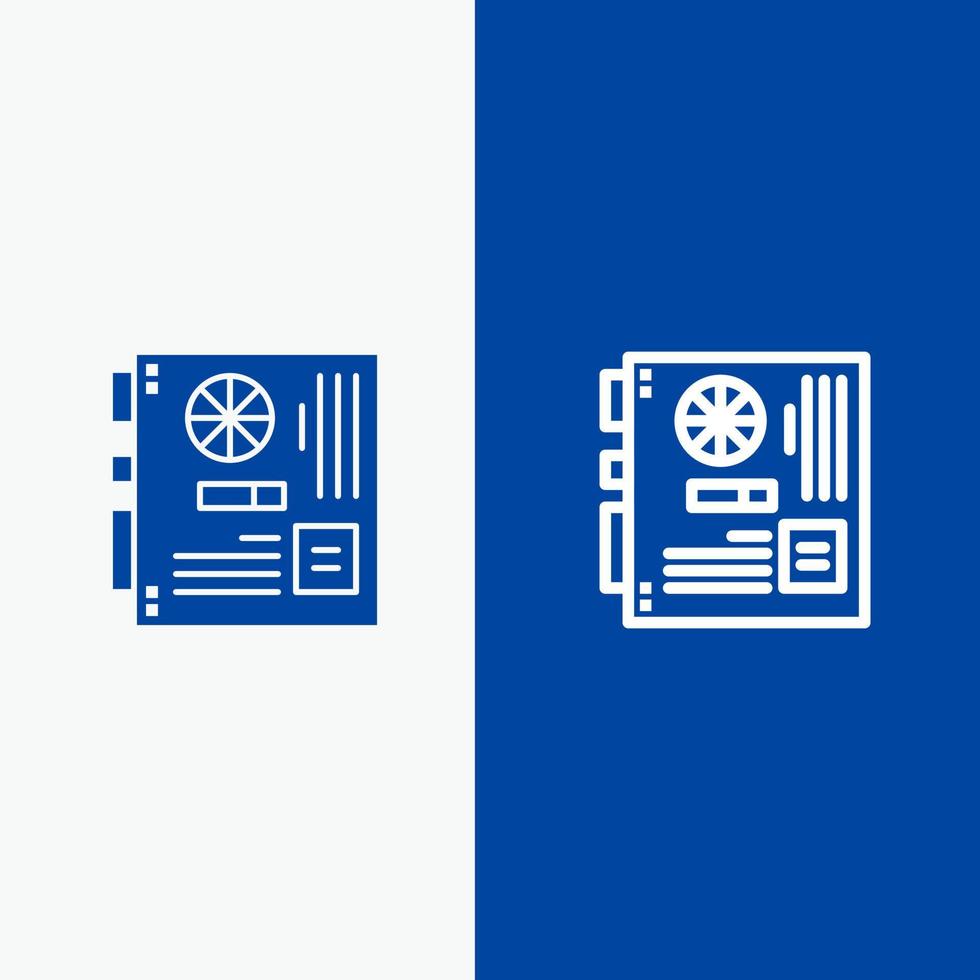 ordinateur principal carte mère mère carte mère ligne et glyphe icône solide bannière bleue ligne et glyphe icône solide bannière bleue vecteur