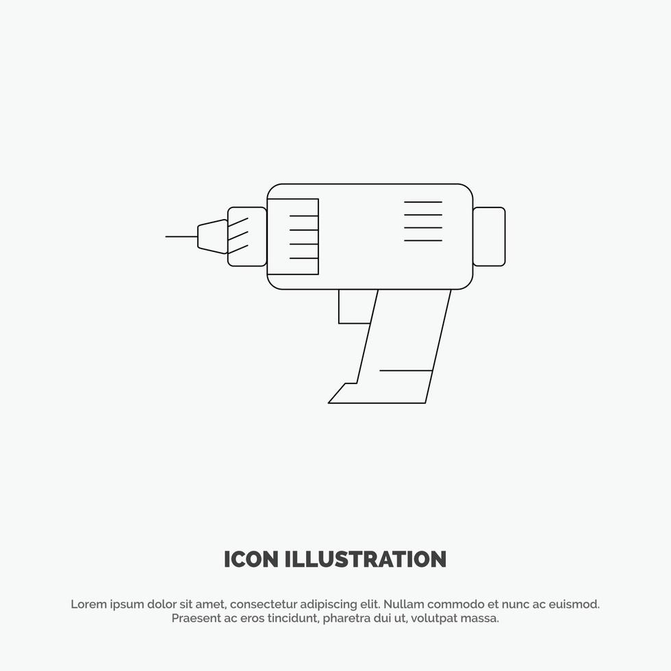 vecteur d'icône de ligne électronique sans fil de perceuse électrique