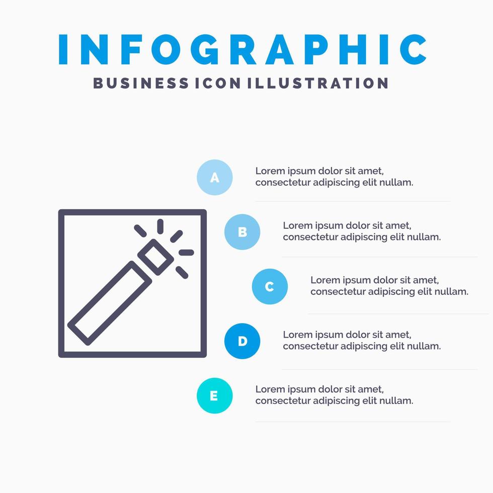 photo photographe photographie retouche ligne icône avec 5 étapes présentation infographie fond vecteur