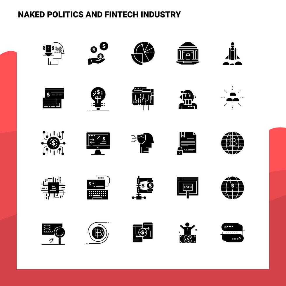 25 icônes nues de la politique et de l'industrie fintech définies un modèle d'illustration vectorielle d'icône de glyphe solide pour des idées web et mobiles pour une entreprise commerciale vecteur