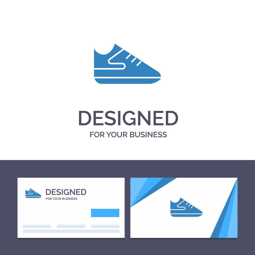 carte de visite créative et modèle de logo chaussures d'exercice sport illustration vectorielle vecteur