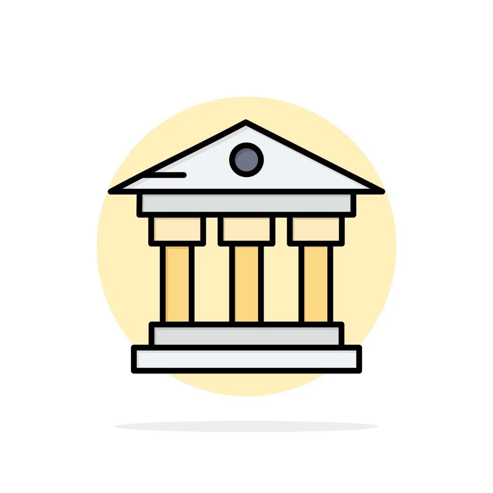 icône de couleur plate de fond de cercle abstrait de service d'argent de bâtiment de banque vecteur