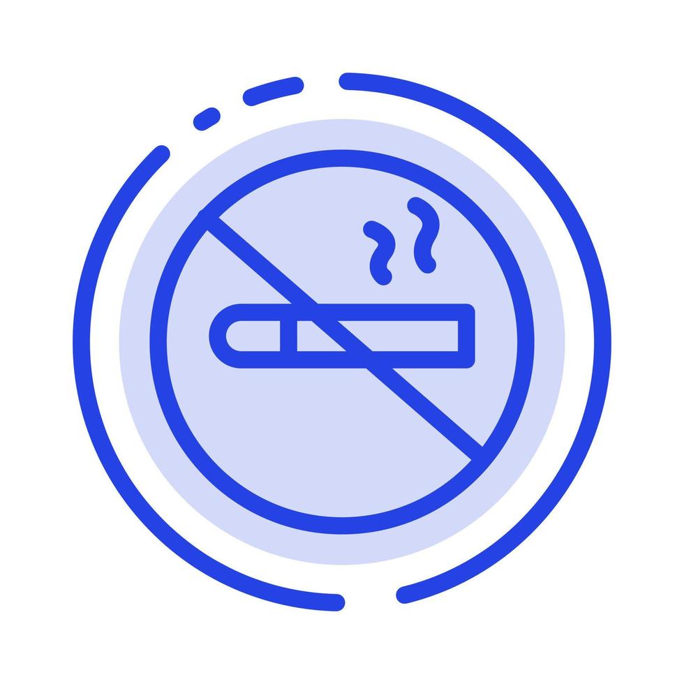 fumer ne pas fumer cigarette santé icône de ligne pointillée bleue vecteur