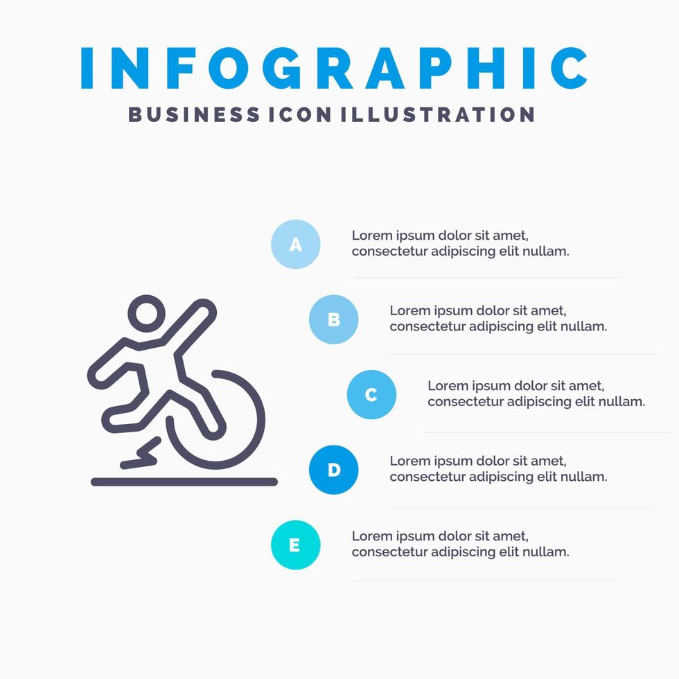 changement d'entreprise confort évasion congé icône de ligne avec 5 étapes présentation infographie fond vecteur