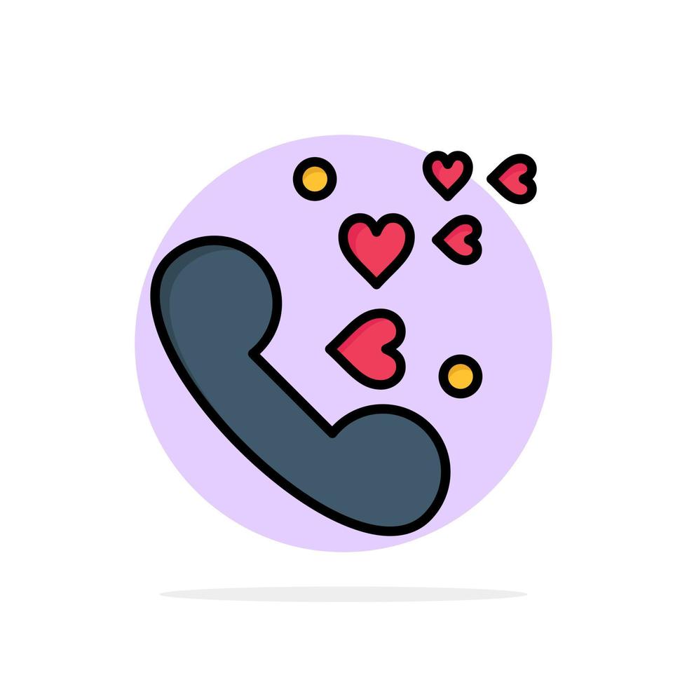 téléphone amour coeur mariage abstrait cercle fond plat couleur icône vecteur