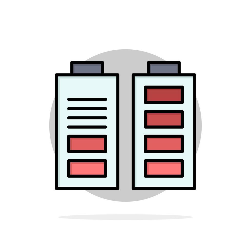 batterie d'accumulateur pleine puissance abstraite cercle fond plat icône de couleur vecteur