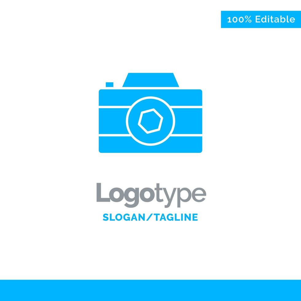 appareil photo image photo bleu solide logo modèle place pour slogan vecteur