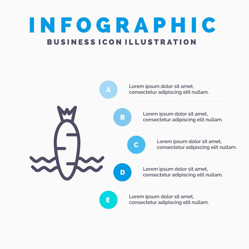 carotte nourriture légume printemps ligne icône avec 5 étapes présentation infographie fond vecteur