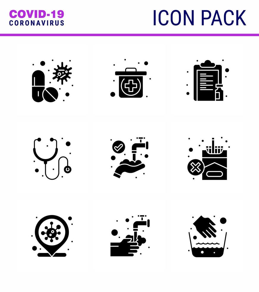 coronavirus 9 solide glyphe noir icône sur le thème de l'épidémie corona contient des icônes telles que protéger médical médical vaccin viral coronavirus 2019nov élément de conception de vecteur de maladie